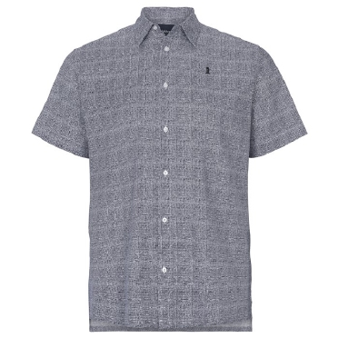 North 56°4 shirt m. linnen in all-over patroonprint, navy