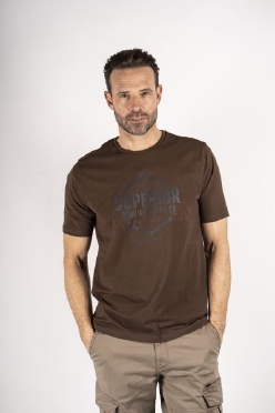 Pre End T-shirt 'Superior' print, dust brown