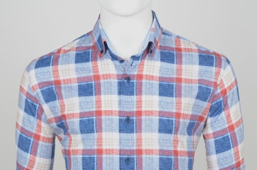 Eden Valley stretch overhemd regular fit, rood/blauw blok