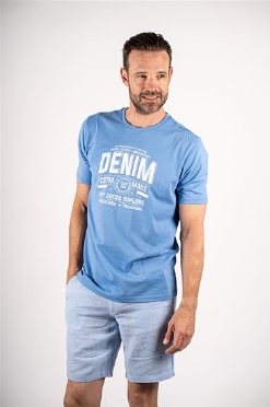 Pre End T-shirt 'Denim' print, water blue