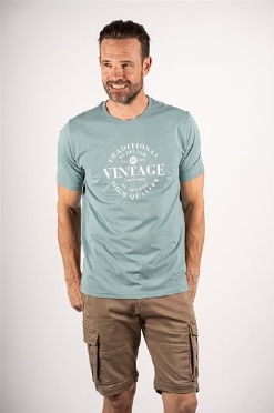 Pre End T-shirt 'Vintage' print, petrol