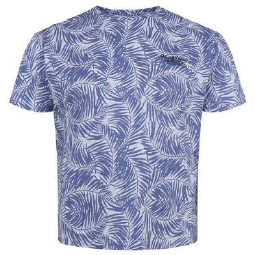 North 56Denim T-shirt m. allover plantenprint, blue