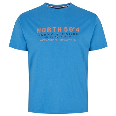 North 56°4 T-shirt m. printje, licht blauw