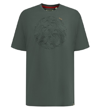 D555 T-shirt 'Circle Waves', donker khaki