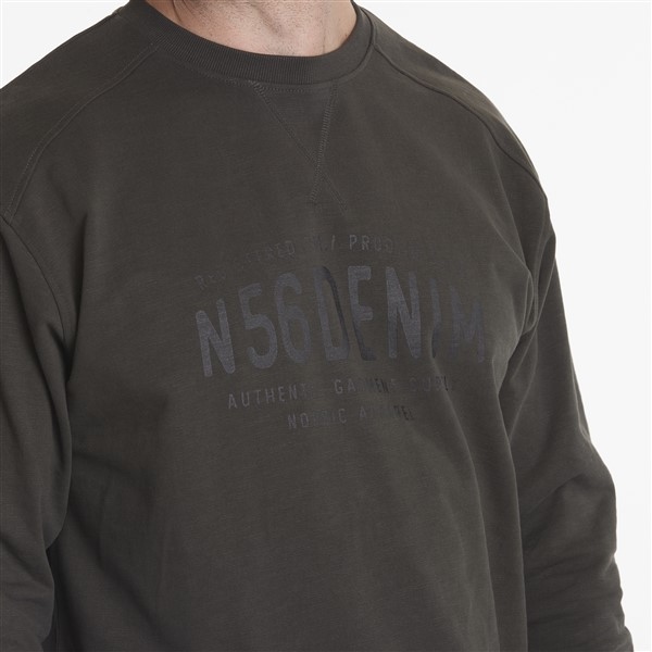 North 56°4 crew neck sweater "N56DENIM", zwart/grijs