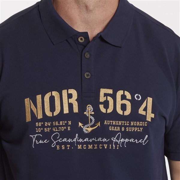 North 56°4 polo m. borduur NOR 56°4, navy