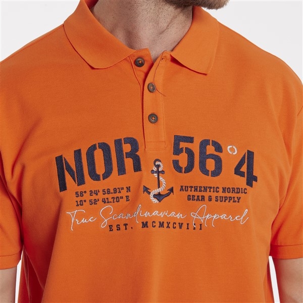 North 56°4 polo m. borduur NOR 56°4, orange