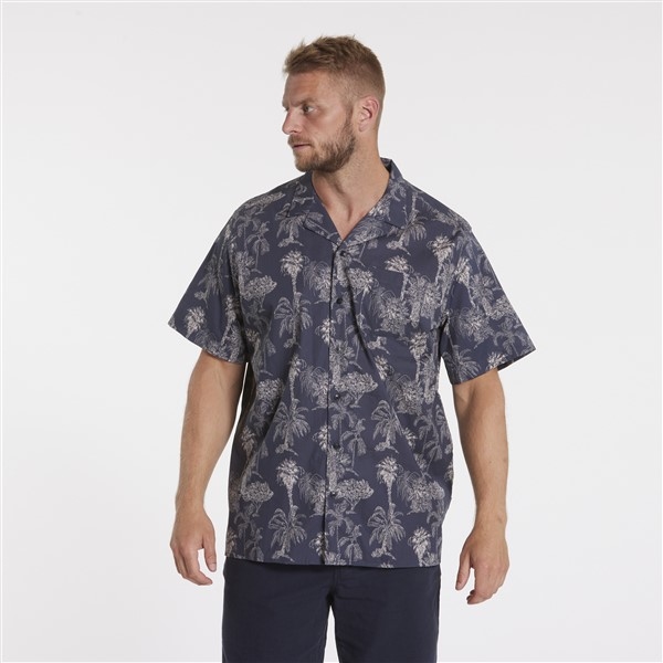 North 56°4 shirt m. borstzakje, navy palmbomen