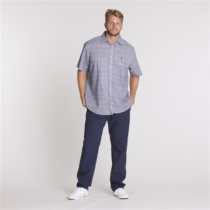 North 56°4 shirt m. linnen in all-over patroonprint, navy