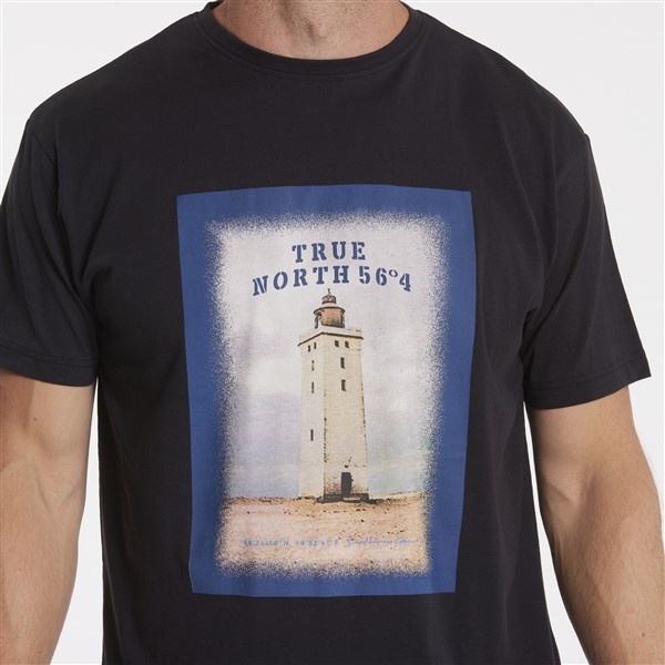 North 56°4 T-shirt print 'Vuurtoren', navy