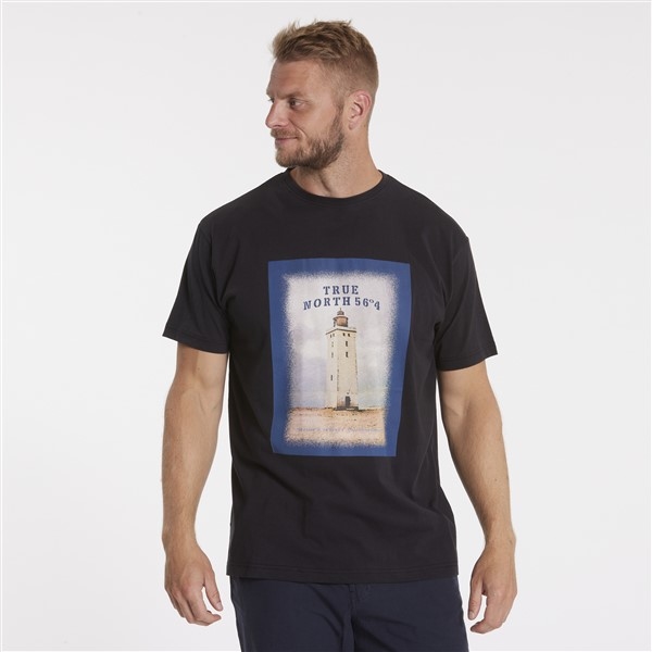 North 56°4 T-shirt print 'Vuurtoren', zwart