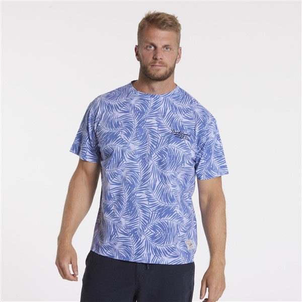 North 56Denim T-shirt m. allover plantenprint, blue