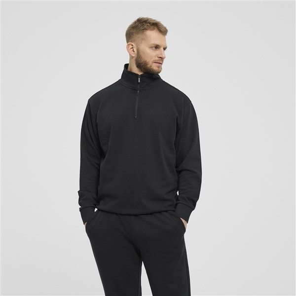 North Latitude sweatshirt m. rits in kraag, zwart