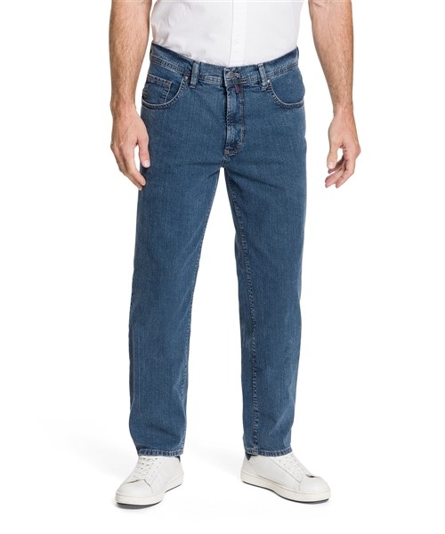 PIONEER 5-pocket jeans Peter stretch m. hoge taille, washed