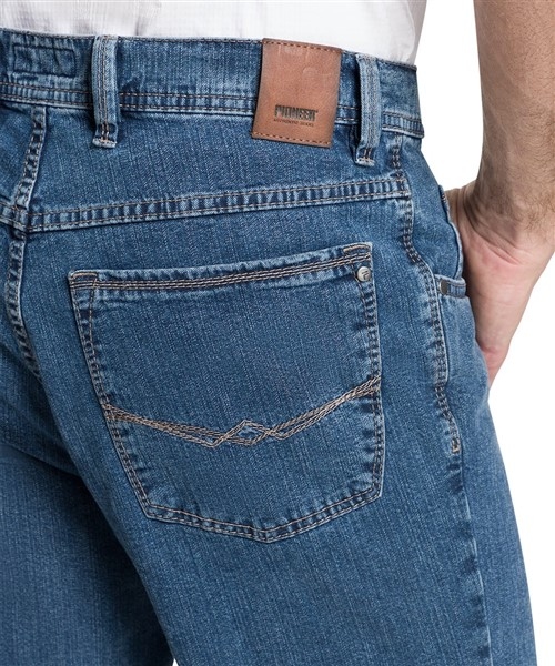 PIONEER 5-pocket jeans Peter stretch m. hoge taille, washed